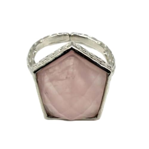 Tesselite Steinringe – Damen-Kristallkreuzritter-Schildring, natürlicher facettierter Stein, offener Fingerring, Amethyst, Rosenquarz, Gedenkschmuck, Rosenquarz, Einheitsgröße von Tesselite