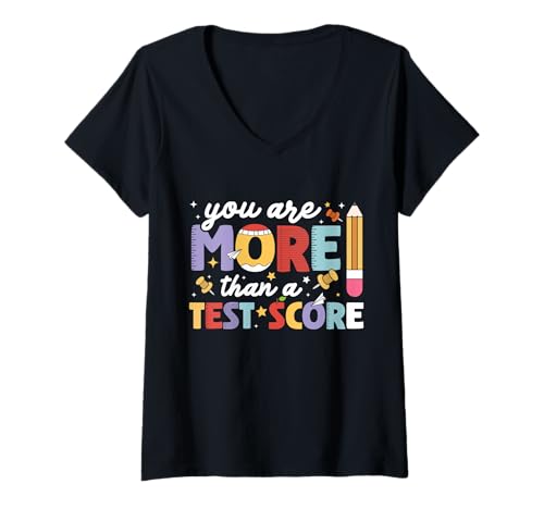 Damen Du bist mehr als EIN Testergebnis Testtag Prüfungstag Testen T-Shirt mit V-Ausschnitt Damen Du bist mehr als EIN Testergebnis Testtag Prüfungstag Testen T-Shirt mit V-Ausschnitt von Test Day Funny Testing Day School Teacher Student