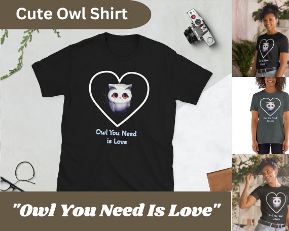 Owl Shirt, You Need Is Love in Heart Nature Lover Summer Vibes Aesthetic Bird Shirt von Teufelskueche