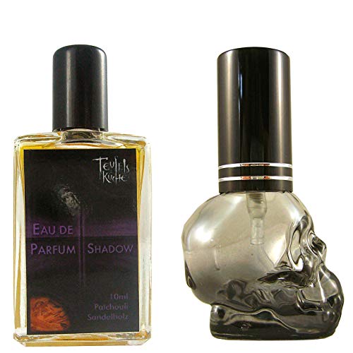 Teufelsküche Patchouli"Shadow"+ Leerflakon Skull Patchouly mit Sandelholz, Eau de Parfum für Herren, Gothic Parfum, Mini Flakon, 10ml Glasflakon, Gotik Patchouly von Teufelsküche