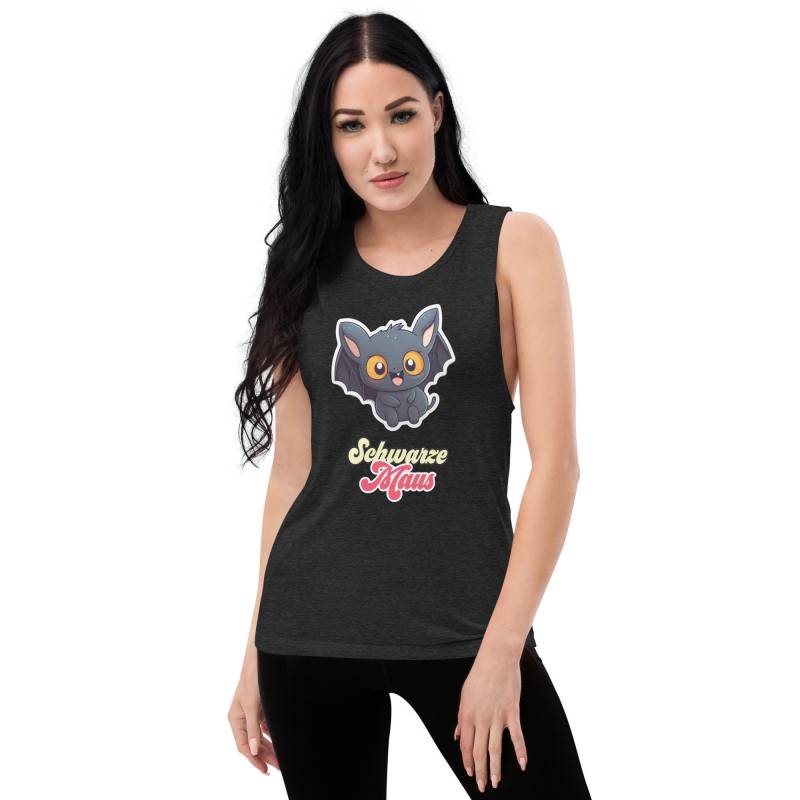 Womens Muscle Tank, Black Mouse Shirt, Workout Sleeveless Gothic Gym Summer Vibes Fitness Shirt von Teufelskueche
