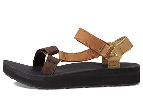 Teva W Midform Universal Leather Braun - Bequeme hochwertige Damen Leder Sandale, Größe EU 40 - Farbe Neutral Multi von Teva