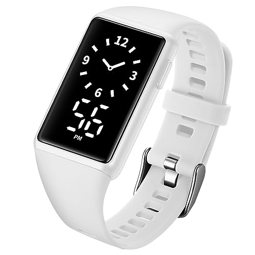 Tevimpeya Digitale Armbanduhr für Studenten, 30 m, wasserdicht, LED-Display, Silikonband, elektronische Uhr, Seeblau, weiß, M von Tevimpeya