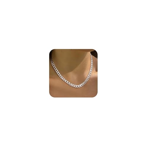 Tewiky Goldene Layered Halsketten für Damen, 14K Filigrane Goldkette, Trendige Cuban Link & Paperclip Kette mit Knebelverschluss, Modischer Chunky Schmuck, A SL von Tewiky
