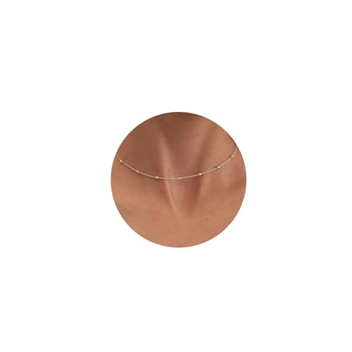 Tewiky Goldkette für Damen – Dünne Perlenkette mit Wellen-Box-Design, Filigrane Layered Choker Halskette, Trendiger Schmuck von Tewiky