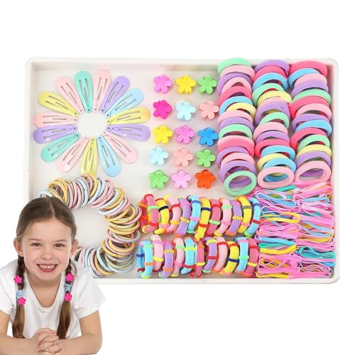 Bunte Haaraccessoires,Haargummibänder-Set | Pferdeschwanzhalter Bunte elastische Haarbänder Set - Elastische Pferdeschwanzhalter-Haarbänder, buntes Haar-Accessoires-Set für kleine Mädchen, mehrfarbige von Tewzafiya
