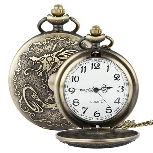 Dragon Pocket Uhren für Männer, Dragon Pocket Watch für Frauen,Retro FOB Uhren | Tierdesign Pocketwatches Kostümzubehör mit Kettenanhänger für Partys und Veranstaltungen Dragon Pocket Uhren für Männer, Dragon Pocket Watch für Frauen,Retro FOB Uhren | Tierdesign Pocketwatches Kostümzubehör mit Kettenanhänger für Partys und Veranstaltungen von Tewzafiya