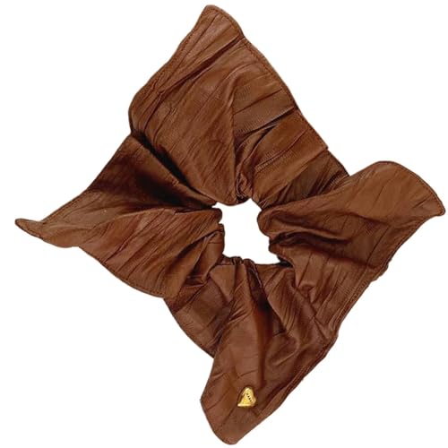 Haarschalrunzeln, Haare für Frauenhaare - PU Leder herzförmige große Verrücktheiten - Elastische Haarbindungen für Frauen und Mädchen mit dickem und dünnem Haar von Tewzafiya