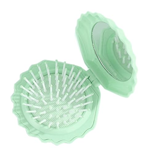 Klappbare Haarbürste - Schalenförmige Taschenbürste Für Damen - Kleine Kosmetikspiegel Kopfmassagekamm Für Damen Pflege Zuhause Auto Camping Outdoor von Tewzafiya