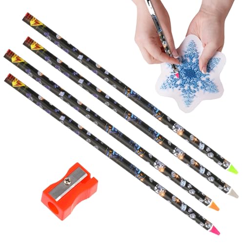 Rhinestone Picker Tool - Set Mit 4 Wachsmalern Für Glitzerbilder,Mit Spitzer, Rutschfeste Griffzone, Nageldesign-Stift Für Anfänger & Bastelbedarf von Tewzafiya