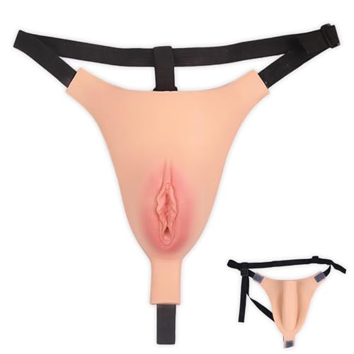 Tex-Eorey Silikon-Höschen mit T-Rücken Verstecktes Gaff-Triangel-Höschen für Herren Invisible Vulva Can Pee Camel Toe Tanga-Slip für Transgender,Wheat,One Size von Tex-Eorey