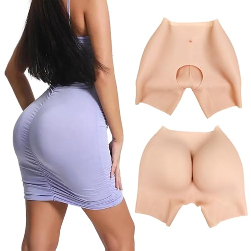 Tex-Eorey Silikon-Popo-Höschen Buttock Body Shaper Enhancer Fake Ass Hip Pads Hebe Unterwäsche für Frauen Drag Queen Cosplay,Weiß,One Size von Tex-Eorey