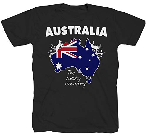 Australien Lucky Country Sydney surfen Urlaub Beach Strand Malle schwarz T-Shirt Shirt XL von Tex-Ha