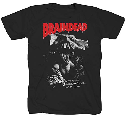 Braindead Horror Halloween Splatter Zombie Evil Dead Walking Slasher Nightmare Film Oldschool schwarz T-Shirt Shirt S von Tex-Ha