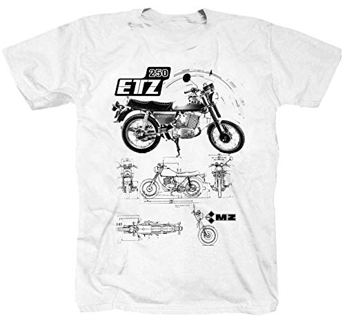 ETZ 250 Motorrad Weiss T-Shirt (2XL) von Tex-Ha