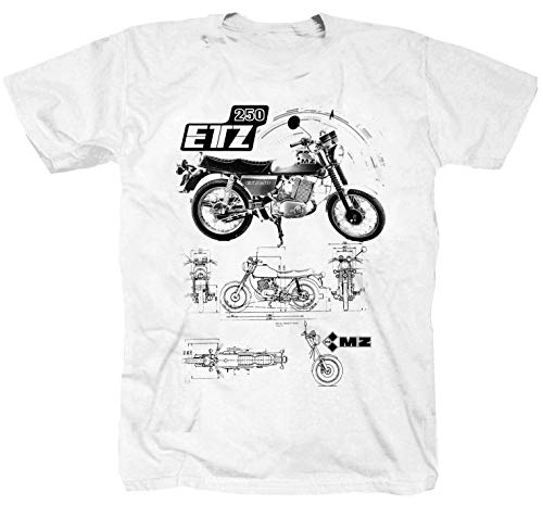 ETZ 250 Motorrad Weiss T-Shirt (L) von Tex-Ha