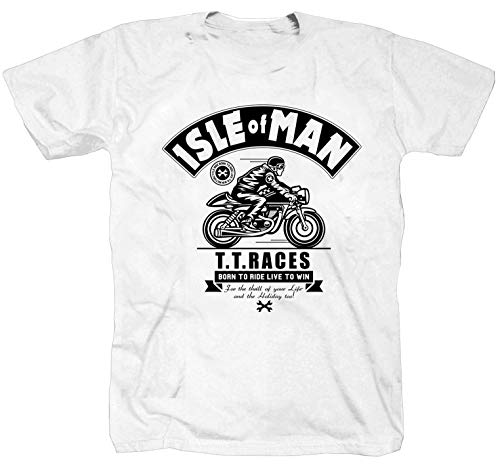 Isle of Man Trophy Motorrad Rennen WM TT Trophy Racing Champion Weiss T-Shirt Shirt XL von Tex-Ha