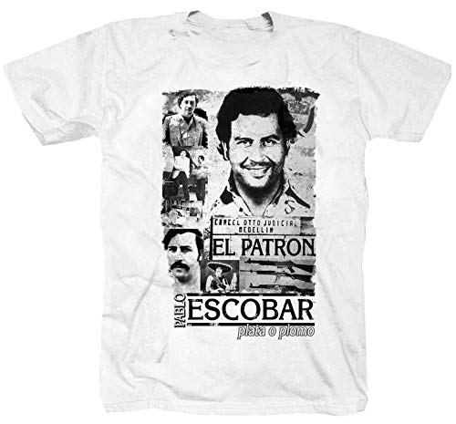 Pablo Escobar der Pate Godfather Narcos EL Chapo Dope Weed Dealer Mafia Kolumbien Scarface Kartell Weiss T-Shirt Shirt XXL von Tex-Ha