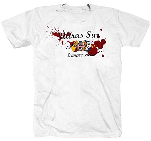 Siempre Fieles Ultras Sur Madrid Fussball Fans Derby Ultra Spanien Weiss T-Shirt Shirt L von Tex-Ha