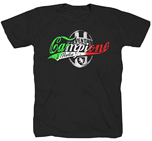 Turin Fussball Campione schwarz T-Shirt (2XL) von Tex-Ha