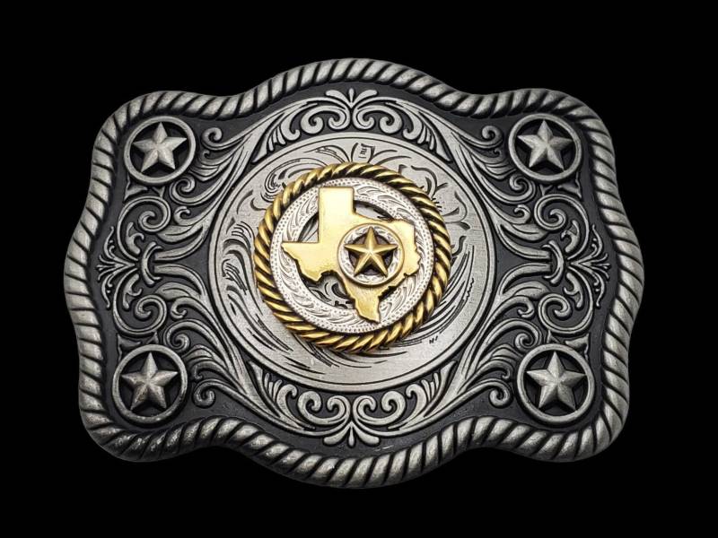 3-1/2 "x 4-1 2" Texas Schnalle Gunmetal von TexHAs