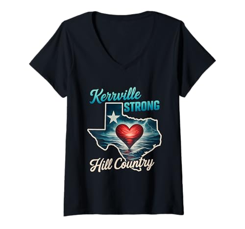 Damen Texas Strong Kerrville Unterstützung für Strong Hill Country Texas T-Shirt mit V-Ausschnitt Damen Texas Strong Kerrville Unterstützung für Strong Hill Country Texas T-Shirt mit V-Ausschnitt von Texans Men Woman Team Group Matching