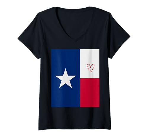 Damen Texas-Flagge, Texanisches Herz, stolz, Erbe, Unabhängigkeitst T-Shirt mit V-Ausschnitt Damen Texas-Flagge, Texanisches Herz, stolz, Erbe, Unabhängigkeitst T-Shirt mit V-Ausschnitt von Texas Flag Texan Heart Independence Day Gifts Idea