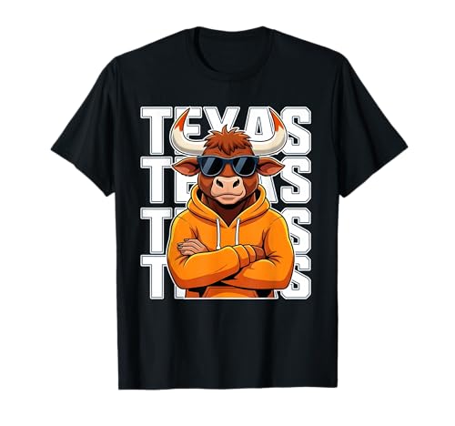 Texas Bull Hoodie Cartoon Grafik für Männer Frauen Kinder T-Shirt von Texas Pride Apparel