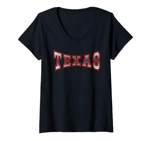 Damen Klassischer Stil Texas T-Shirt mit V-Ausschnitt Damen Klassischer Stil Texas T-Shirt mit V-Ausschnitt von Texas Romance