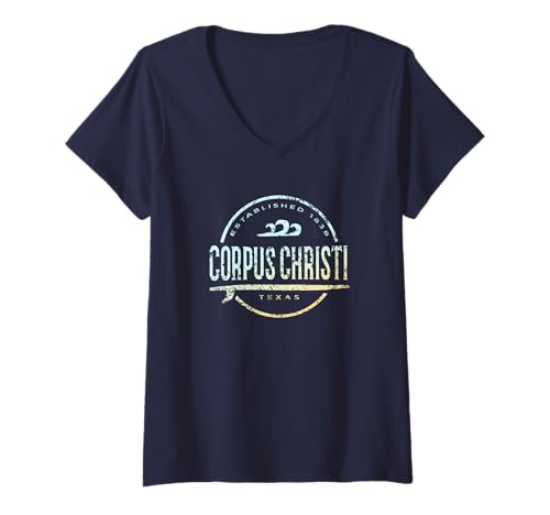 Damen Fronleichnam Texas - Fronleichnam TX Vintage Surf T-Shirt mit V-Ausschnitt Damen Fronleichnam Texas - Fronleichnam TX Vintage Surf T-Shirt mit V-Ausschnitt von Texas Shoreline Apparel