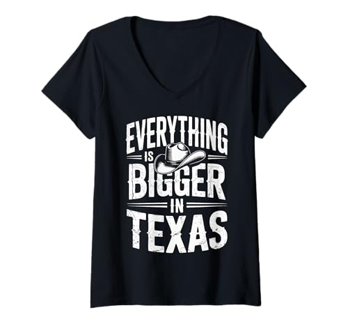 Damen Texas Usa State In Texas ist Alles größer T-Shirt mit V-Ausschnitt von Texas State Texan Texas