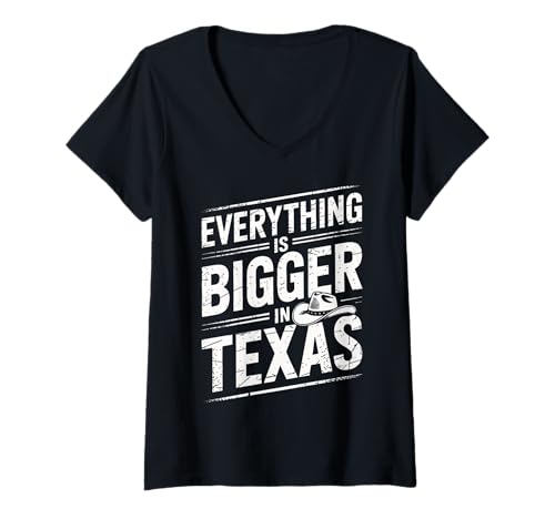 Damen Texas Usa State In Texas ist Alles größer T-Shirt mit V-Ausschnitt von Texas State Texan Texas
