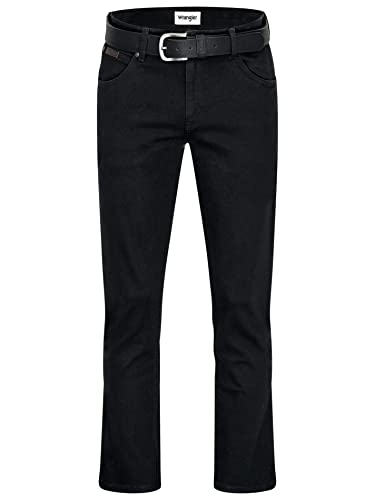 Texas Wrangler Stretch Herrenjeans mit Gürtel in schwarz oder braun (W38/L36, Blackoverdye + schwarzer Gürtel) von Texas