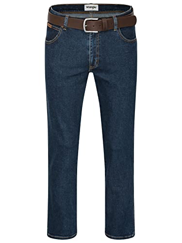 Texas Wrangler Stretch Herrenjeans mit Gürtel in schwarz oder braun (W40/L34, Darkstone + brauner Gürtel) von Texas