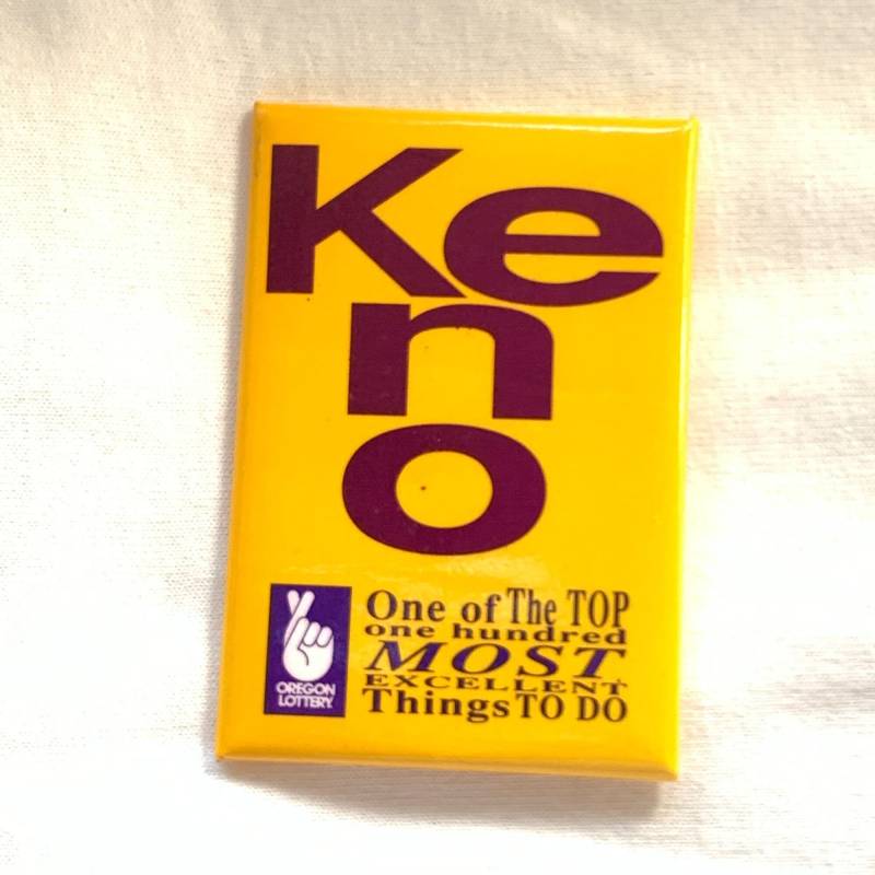 Keno Pinback Button Pin Oregon Lottery One Of The Top Hundred Most Excellent Things To Do von TexasGalTreasures