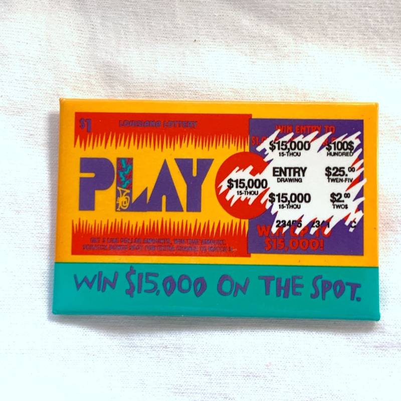 Play Louisiana Lotto Pinback Button Pin Win On The Spot Rechteck von TexasGalTreasures