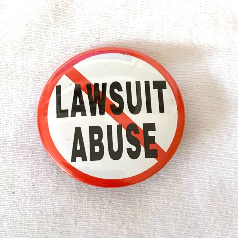 stop Lawsuit Missbrauch Pin Button No Sign Buster Rot Weiß von TexasGalTreasures
