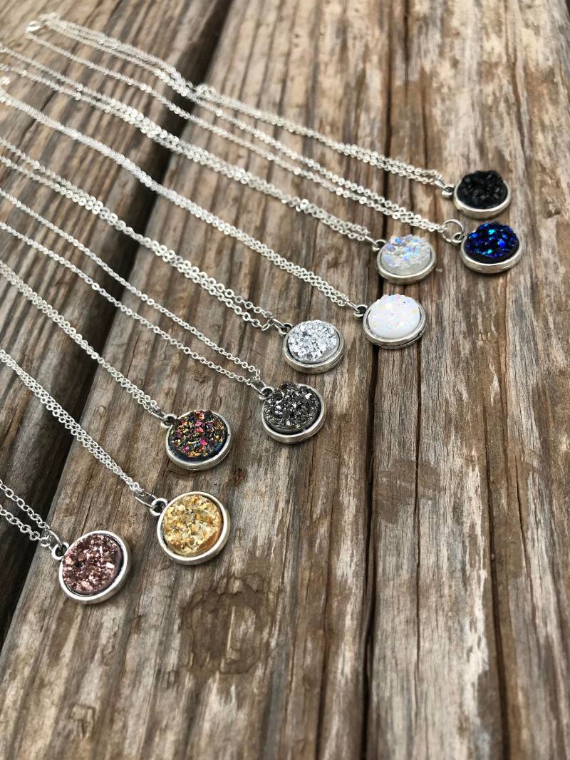 Druzy Kette, 12mm, Glitzer, Silberkette, Drusy, Geschenk von TexasRoanDesigns