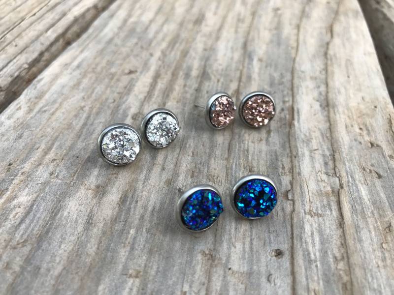 Druzy Ohrstecker, Faux Druzy, Boho Style, Glitzer Ohrringe, Hypoallergen, 10mm, Drusy Druzy Ohrstecker, Faux Druzy, Boho Style, Glitzer Ohrringe, Hypoallergen, 10mm, Drusy von TexasRoanDesigns