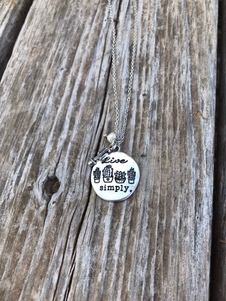 Saftige Halskette, Kaktus, Perle, Charme, Silber von TexasRoanDesigns