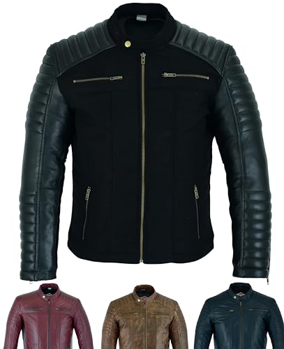 Texpeed Lederjacke herren schaffell echtleder - Lässige motorrad bikerstil jacke mantel Schwarz Textilien - XL von Texpeed