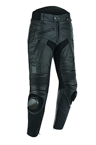 Texpeed Motorradhose Leder Herren mit Protektoren - Schwarz vollnarbiges Lederhose Echtleder mit Slider slidren rüstung (EN 1621-1) Biker gepanzerte - M Taille/Kurz Bein von Texpeed