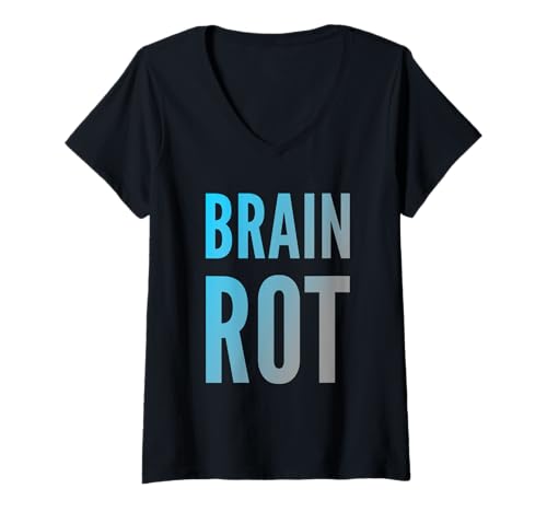 Damen For People Lustiger Humor Humorvoller Text Lustiger Gehirnfäule T-Shirt mit V-Ausschnitt von Text Funny People Funny Humor Brain Rot Shirt