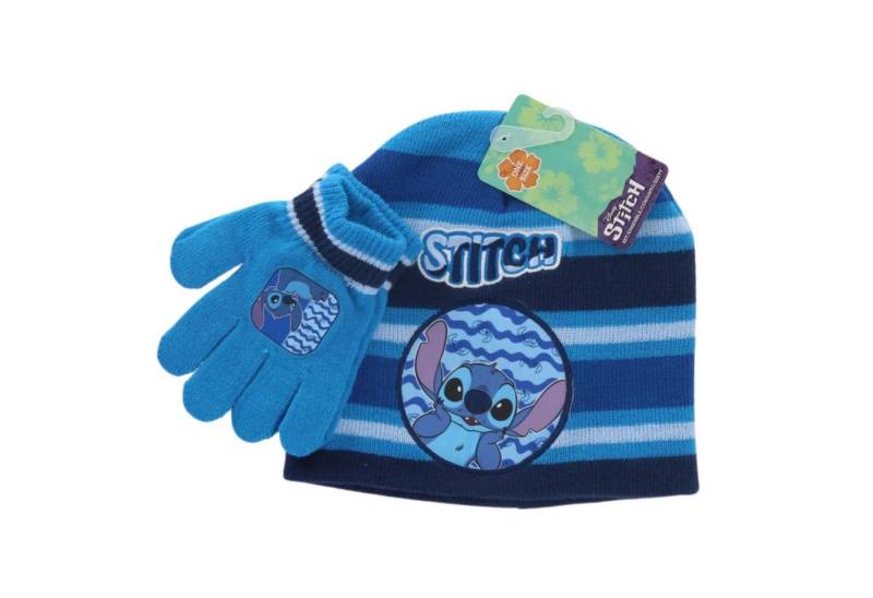 Textiel Trade B.V. Bommelmütze Disney Lilo & Stitch Winterset Mütze + Handschuhe One Size von Textiel Trade B.V.