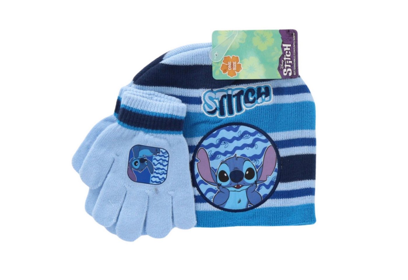 Textiel Trade B.V. Bommelmütze Disney Lilo & Stitch Winterset Mütze + Handschuhe One Size von Textiel Trade B.V.