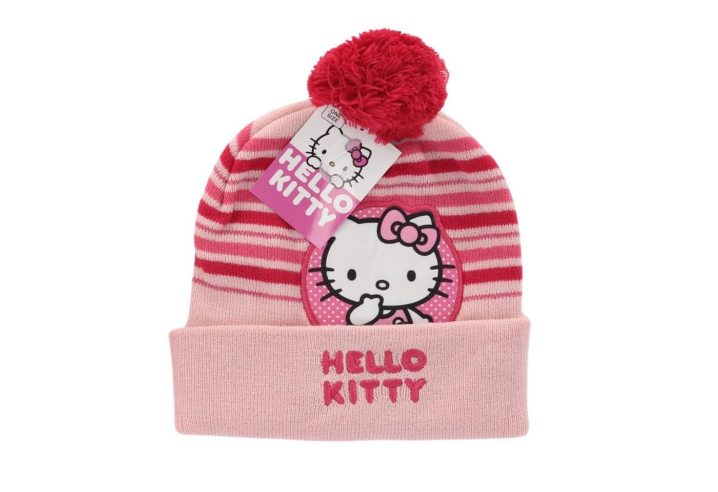 Textiel Trade B.V. Bommelmütze Hello Kitty Mütze in Rosa & Pink mit Bommel und Stickerei von Textiel Trade B.V.
