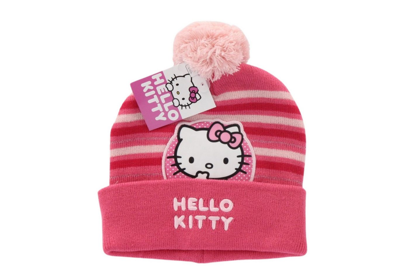 Textiel Trade B.V. Bommelmütze Hello Kitty Mütze in Rosa & Pink mit Bommel und Stickerei von Textiel Trade B.V.