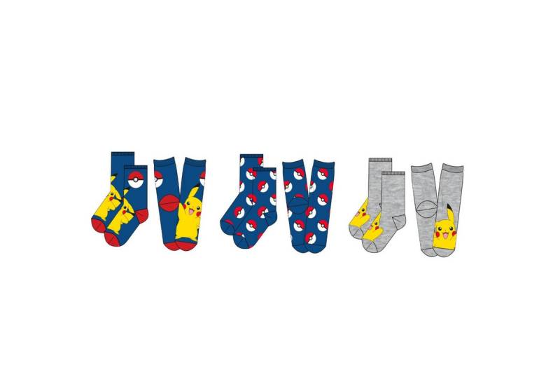 Textiel Trade B.V. Langsocken Pokémon 3er-Pack Baumwollmix Strümpfe mit Motivdruck von Textiel Trade B.V.