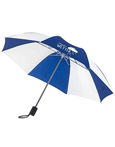 Textildruck Richter BLACK LABEL GRAFX Regenschirm Taschenschirm royal-blau weiß mit Spruch Drecks Wetter Regen Wolke von Textildruck Richter