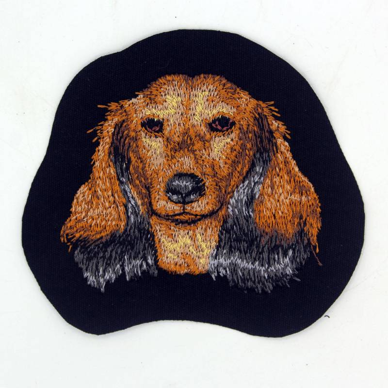 Dackel, Besticktes Abzeichen, Bestickter Aufnäher, Langhaardackel, Kurzhaardackel, Maschinenstickerei, Nähen, K9, Von Team Numérik von TextilePersonnalise